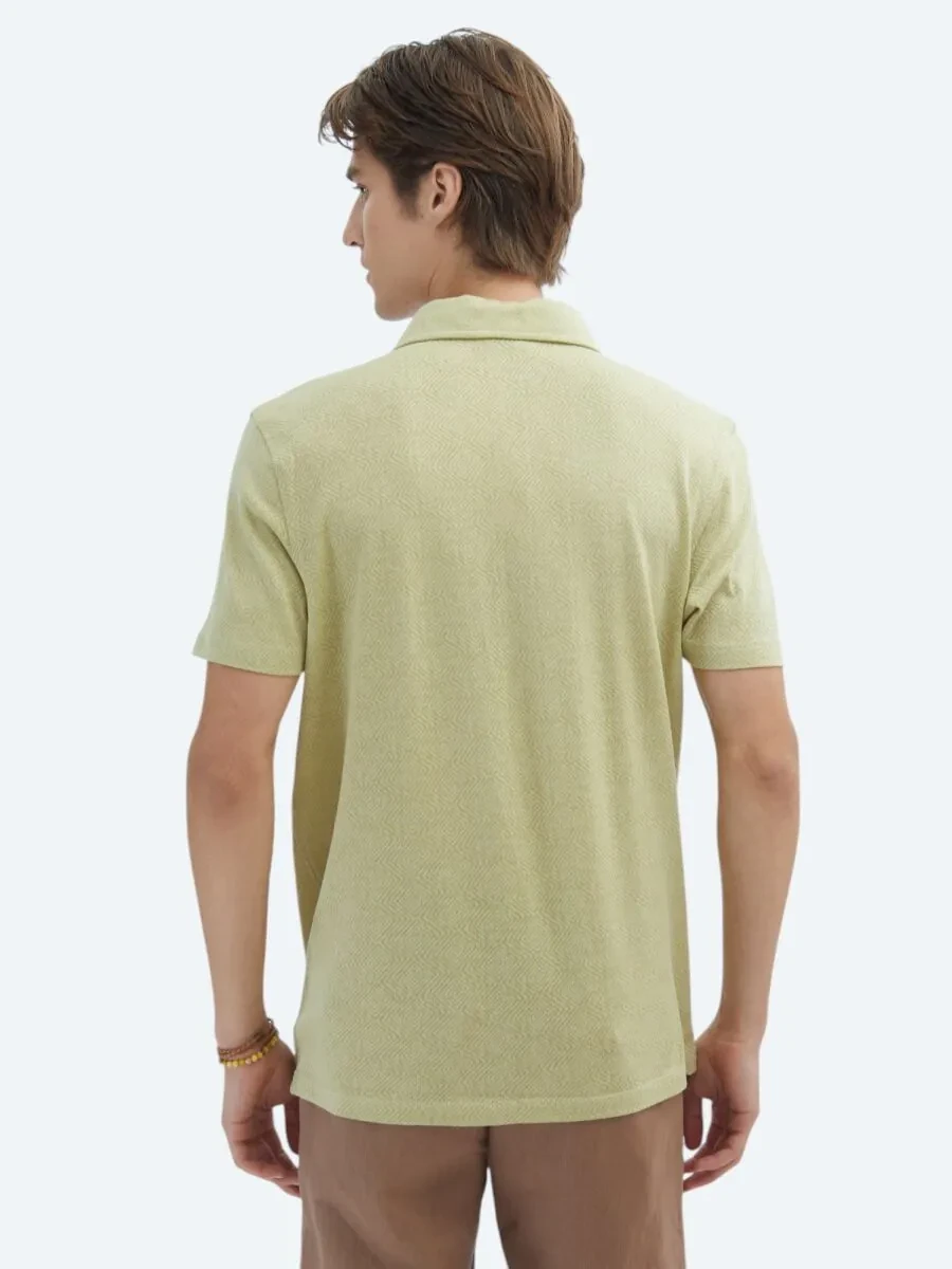 Lemon Mold Patterned Polo Neck Cotton Blended T-Shirt - 6