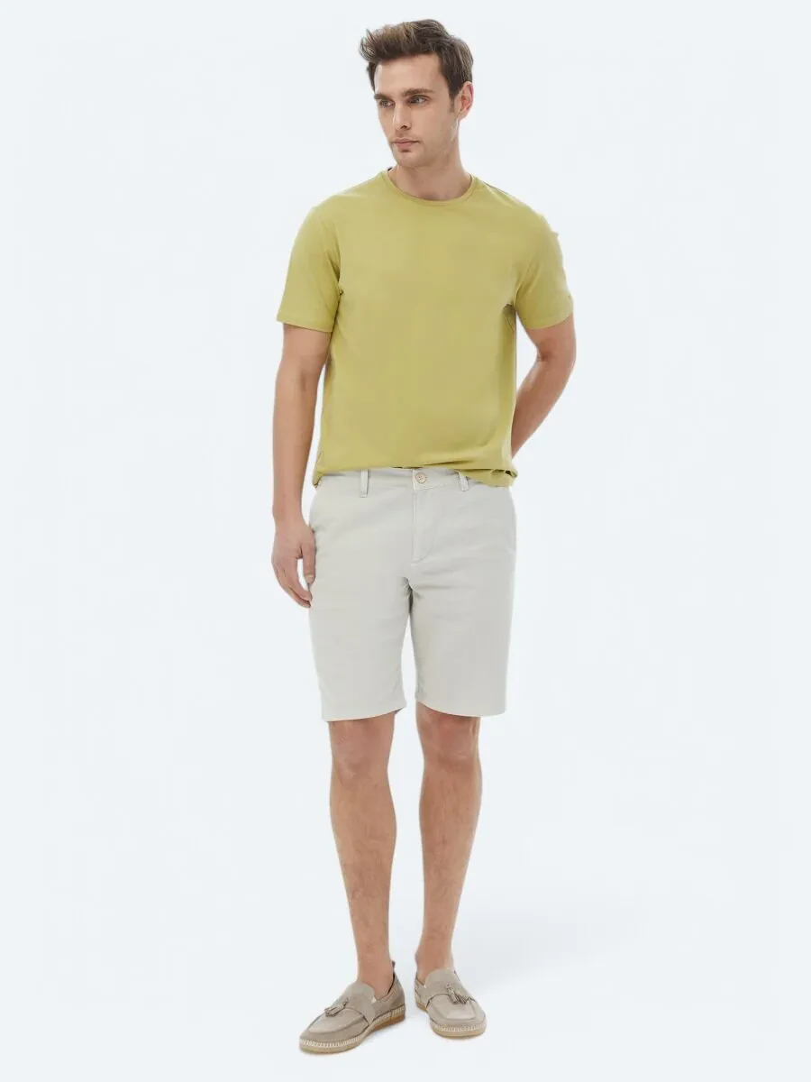 Lemon Mold Plain Crew Neck Cotton Blended T-Shirt - 2