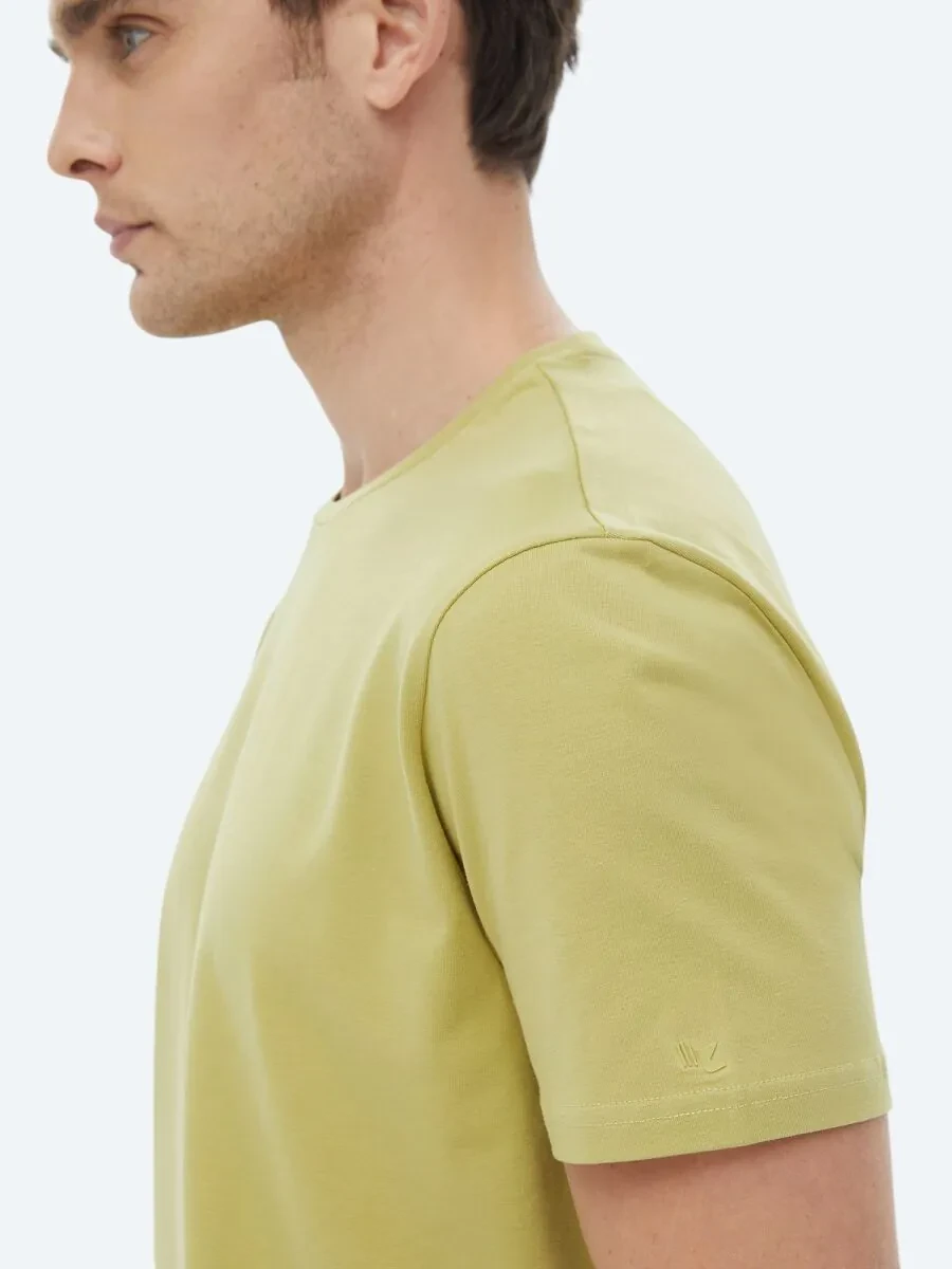 Lemon Mold Plain Crew Neck Cotton Blended T-Shirt - 4