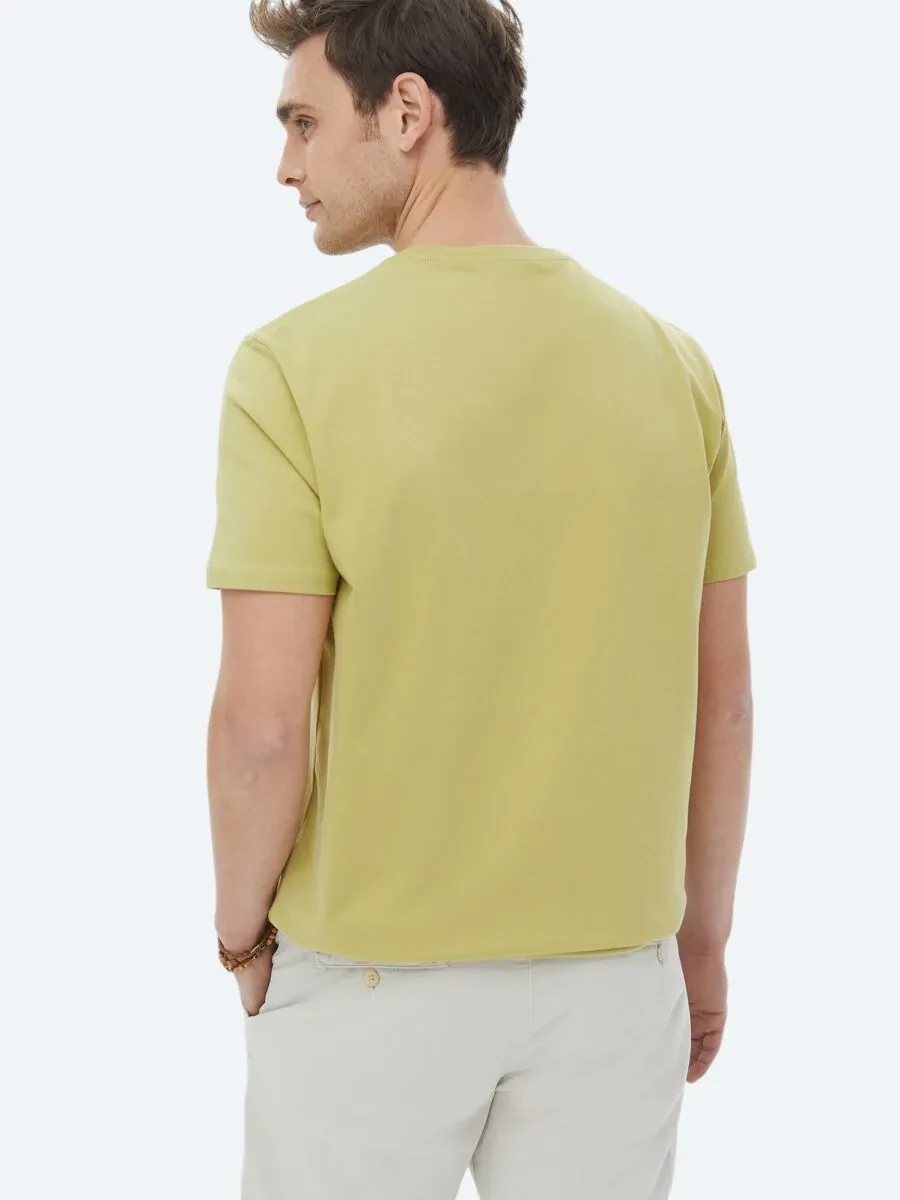 Lemon Mold Plain Crew Neck Cotton Blended T-Shirt - 5