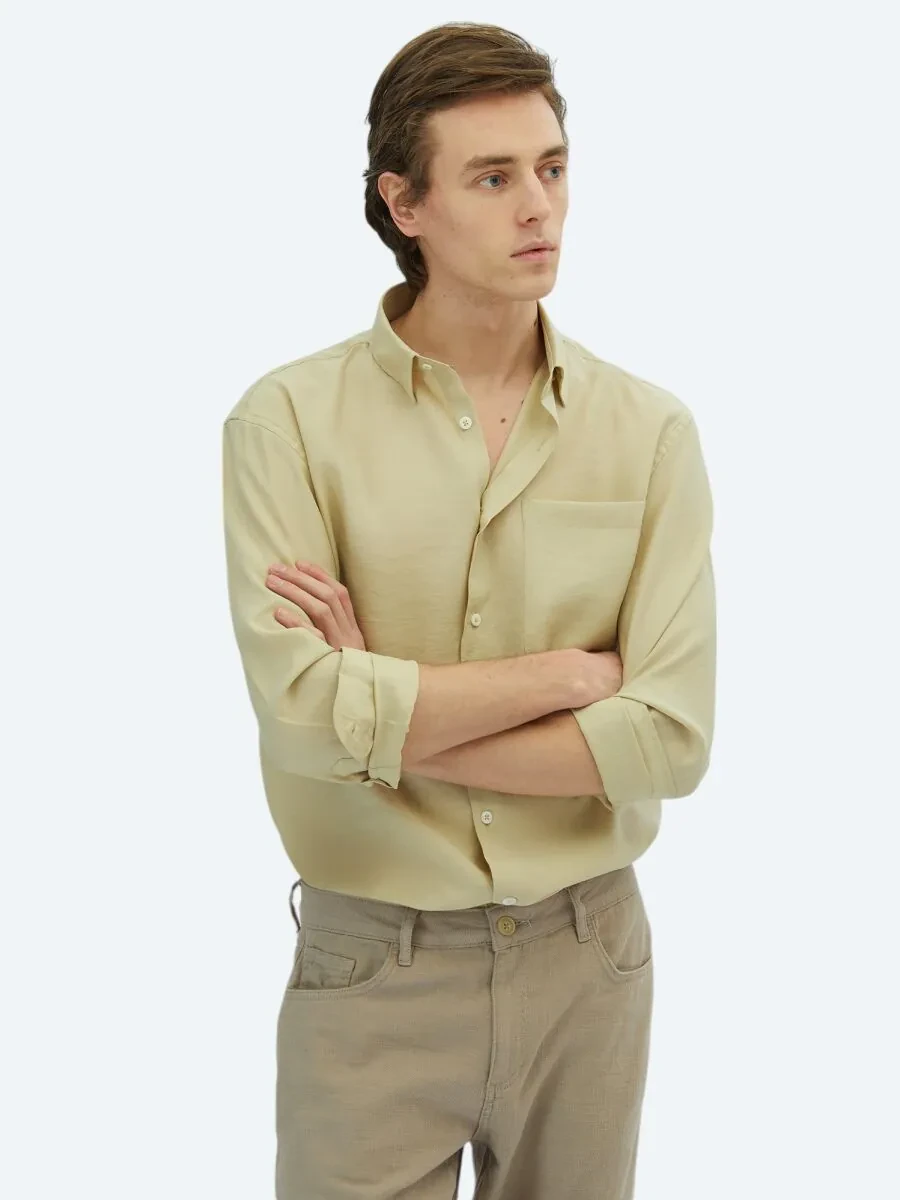 Lemon Mold Plain Oversize Fit Weaving Casual Shirt - 3