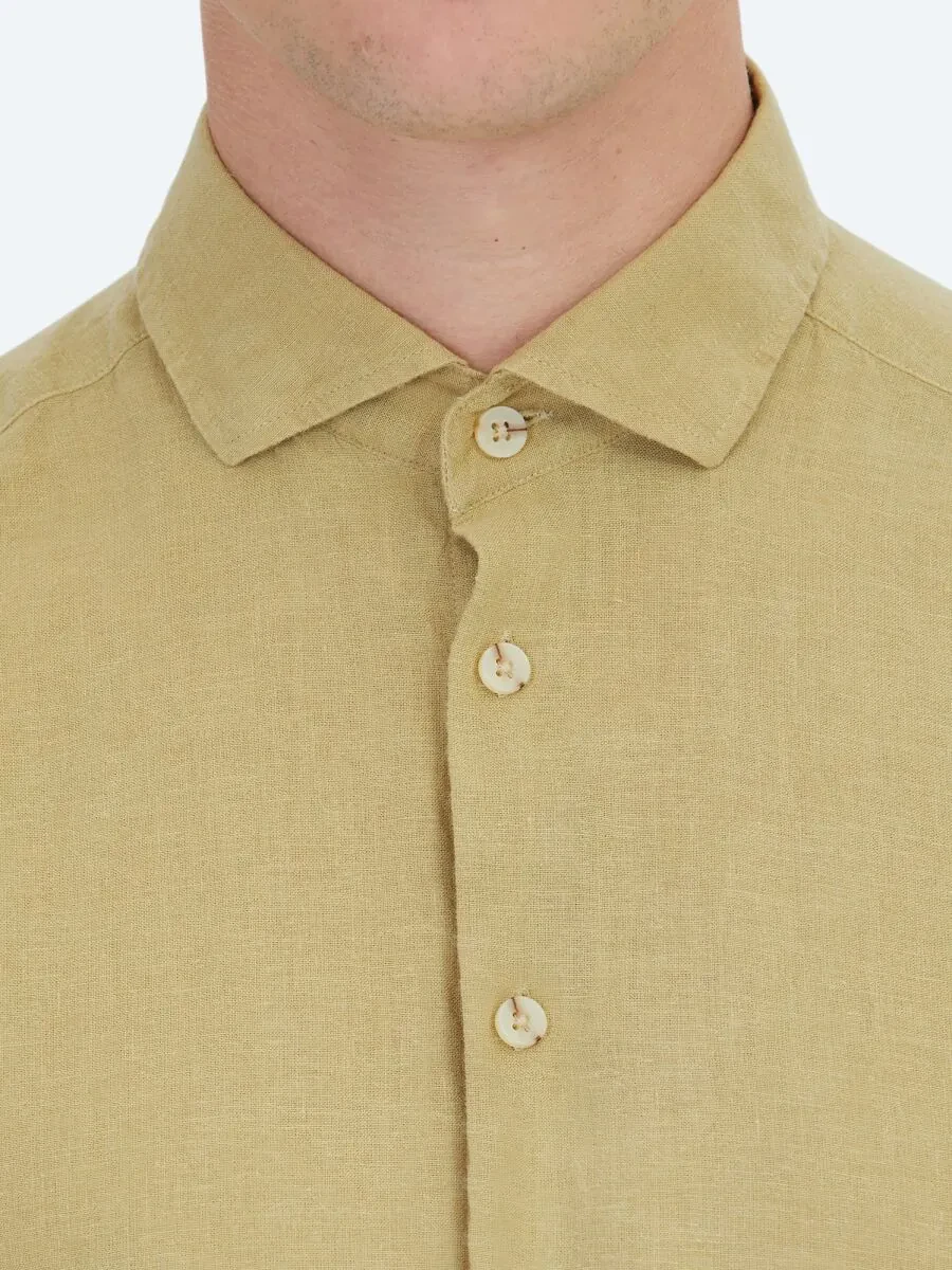 Lemon Mold Plain Weaving Casual Cotton Blended Shirt - 5