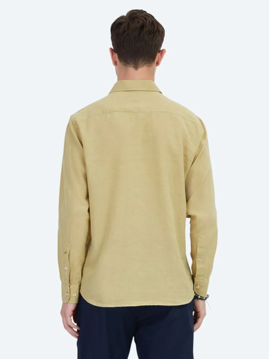 Lemon Mold Plain Weaving Casual Cotton Blended Shirt - 6