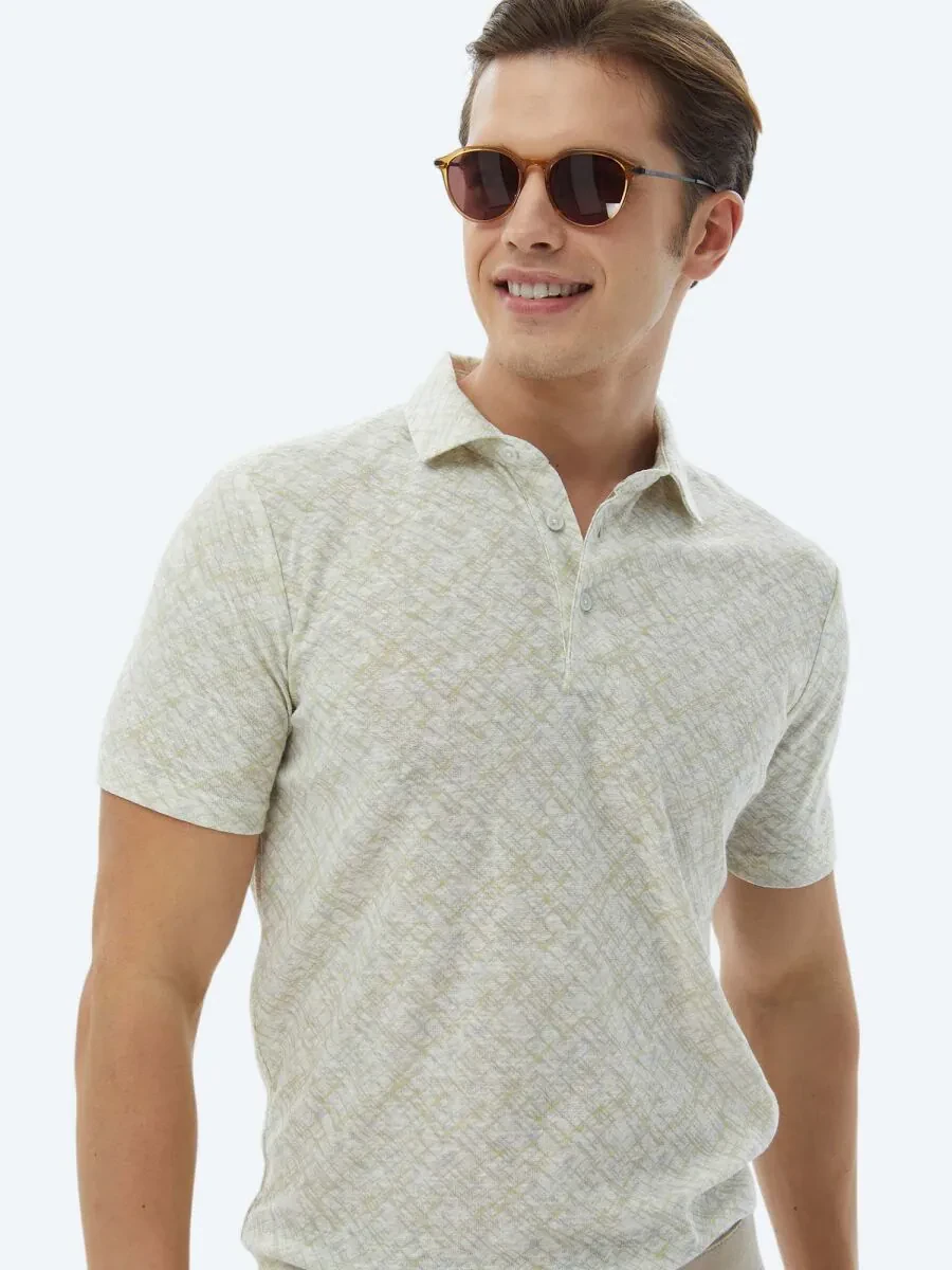 Lemon Mold Printed Polo Neck Cotton Blended T-Shirt - 3