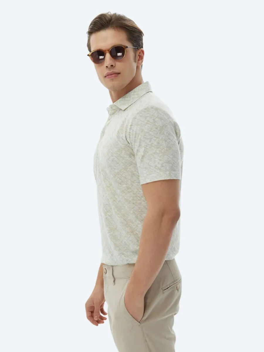 Lemon Mold Printed Polo Neck Cotton Blended T-Shirt - 5