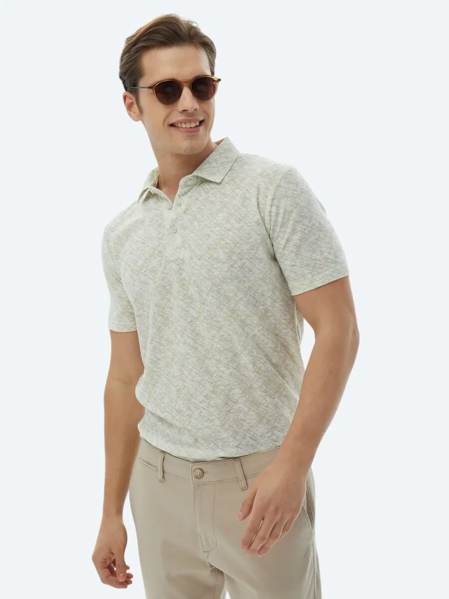Lemon Mold Printed Polo Neck Cotton Blended T-Shirt - 6