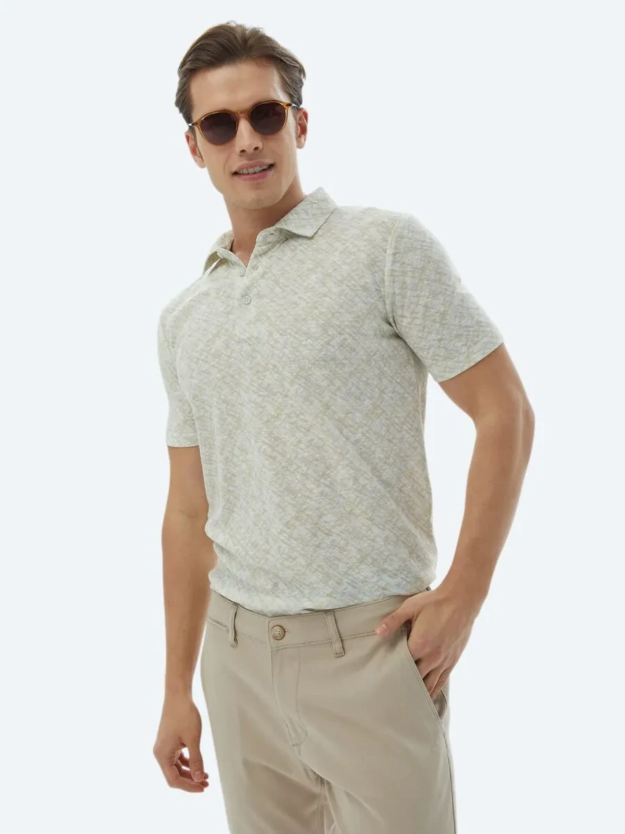 Lemon Mold Printed Polo Neck Cotton Blended T-Shirt - 8