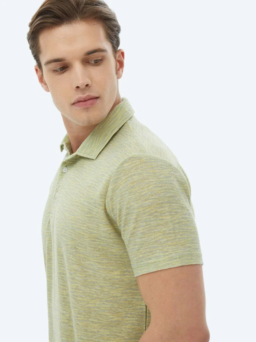 Lemon Mold Printed Polo Neck Cotton Blended T-Shirt - 3