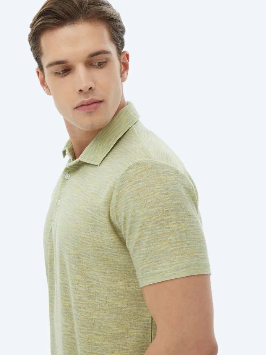 Lemon Mold Printed Polo Neck Cotton Blended T-Shirt - 3