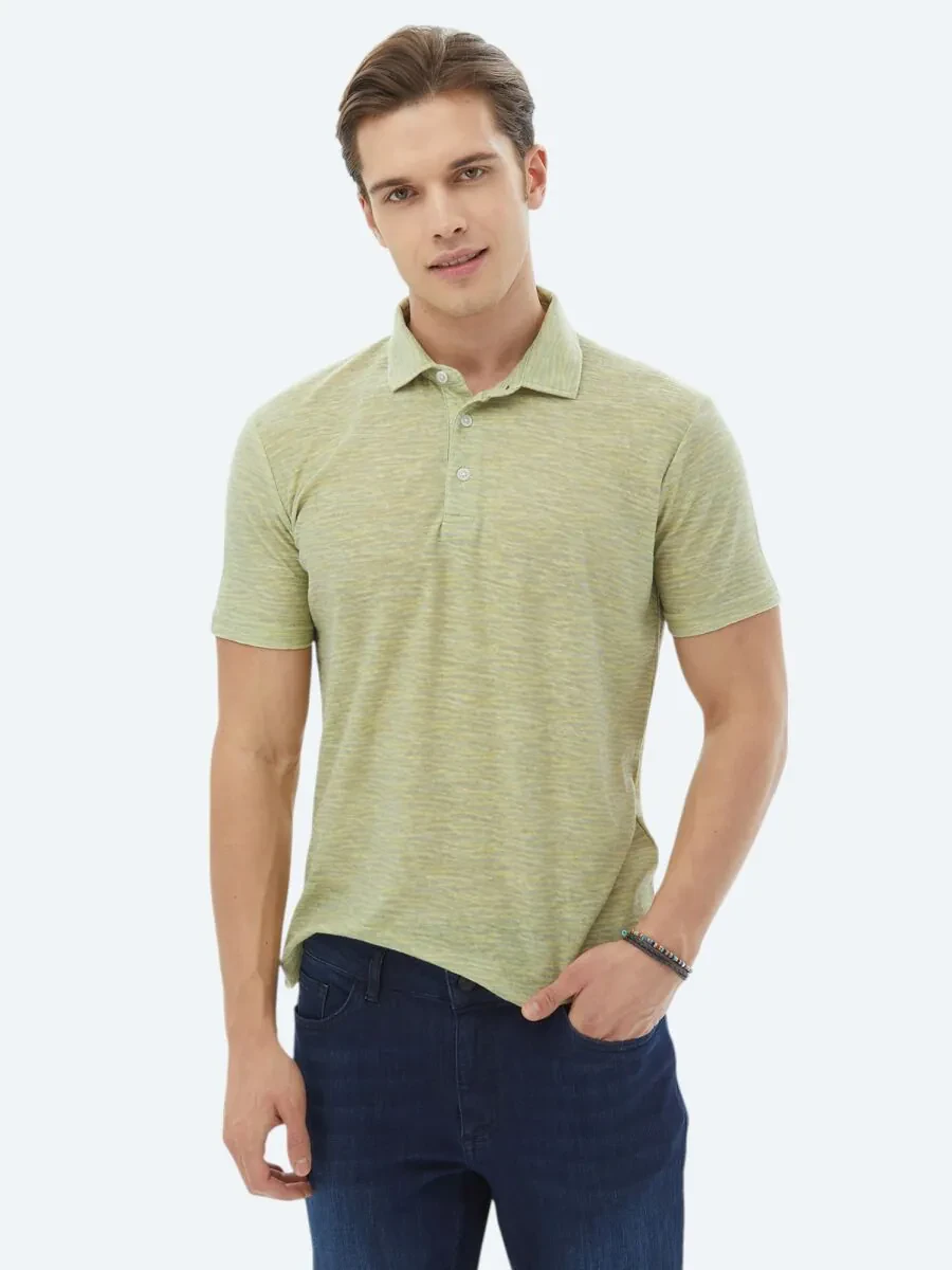 Lemon Mold Printed Polo Neck Cotton Blended T-Shirt - 5