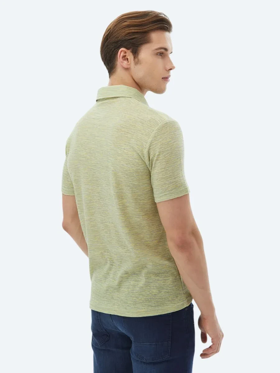 Lemon Mold Printed Polo Neck Cotton Blended T-Shirt - 7