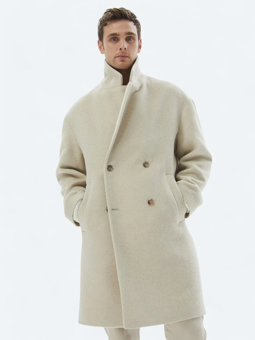 Light Beige Weaving Overcoat - 6