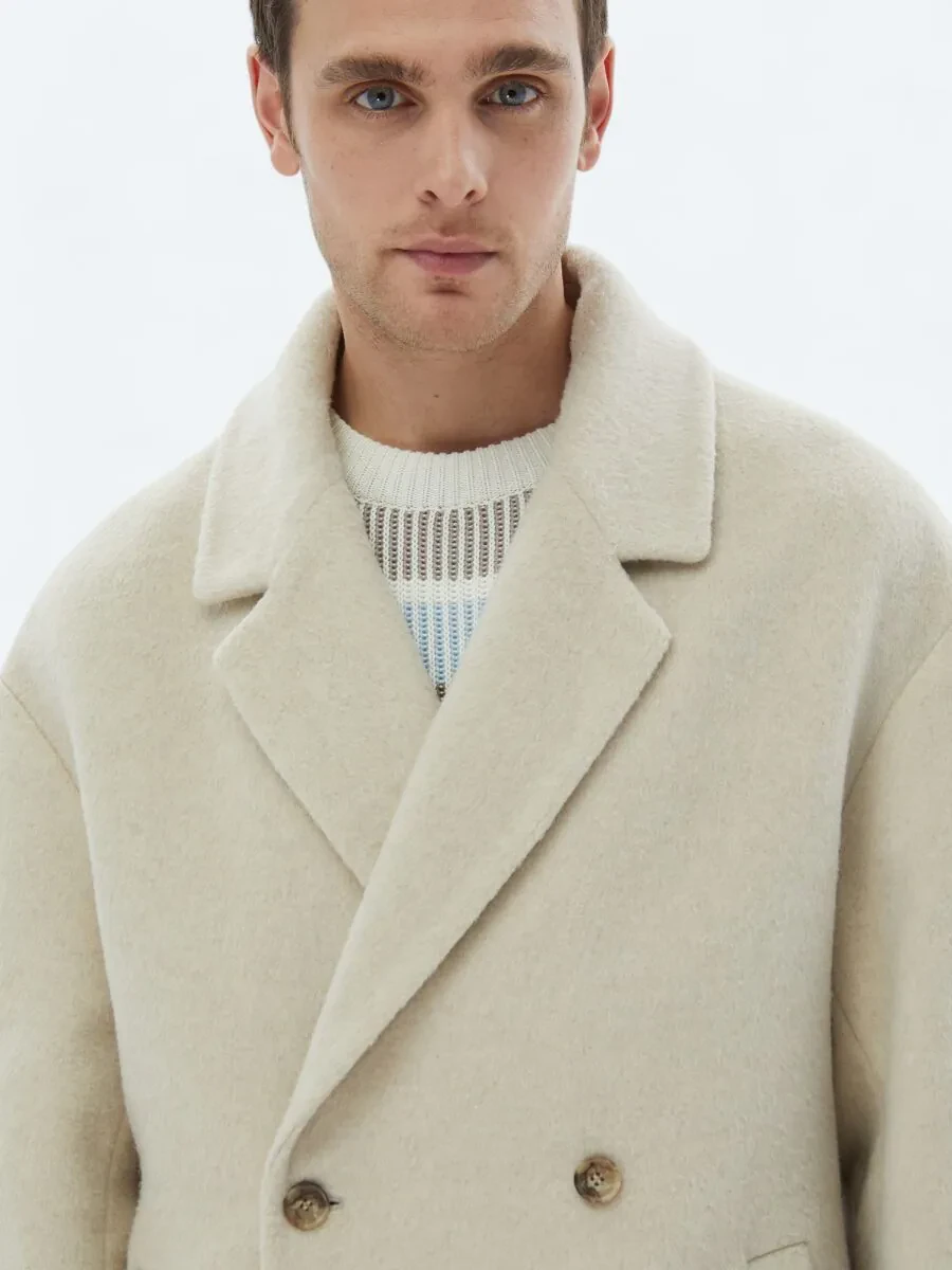 Light Beige Weaving Overcoat - 7