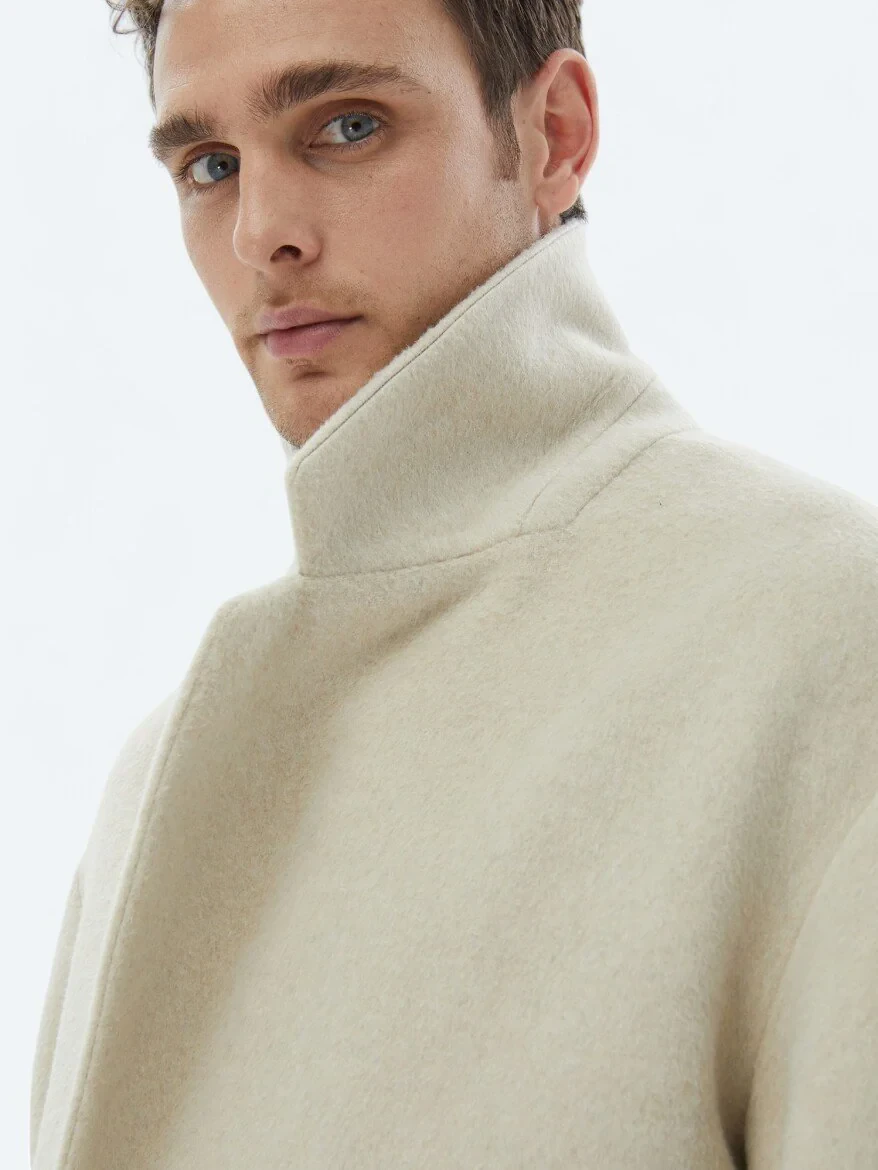 Light Beige Weaving Overcoat - 8