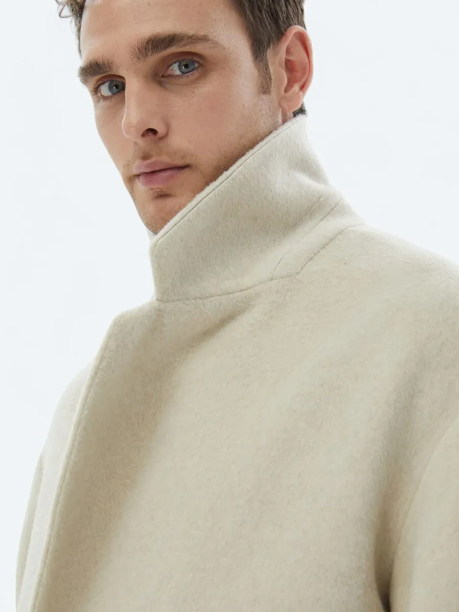 Light Beige Weaving Overcoat - 8