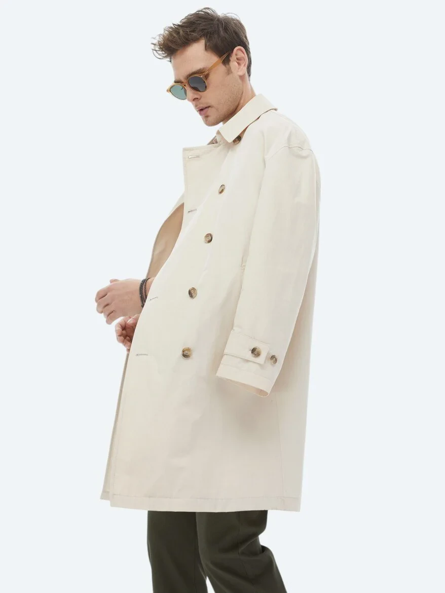Light Beige Weaving Rain Coat - 3