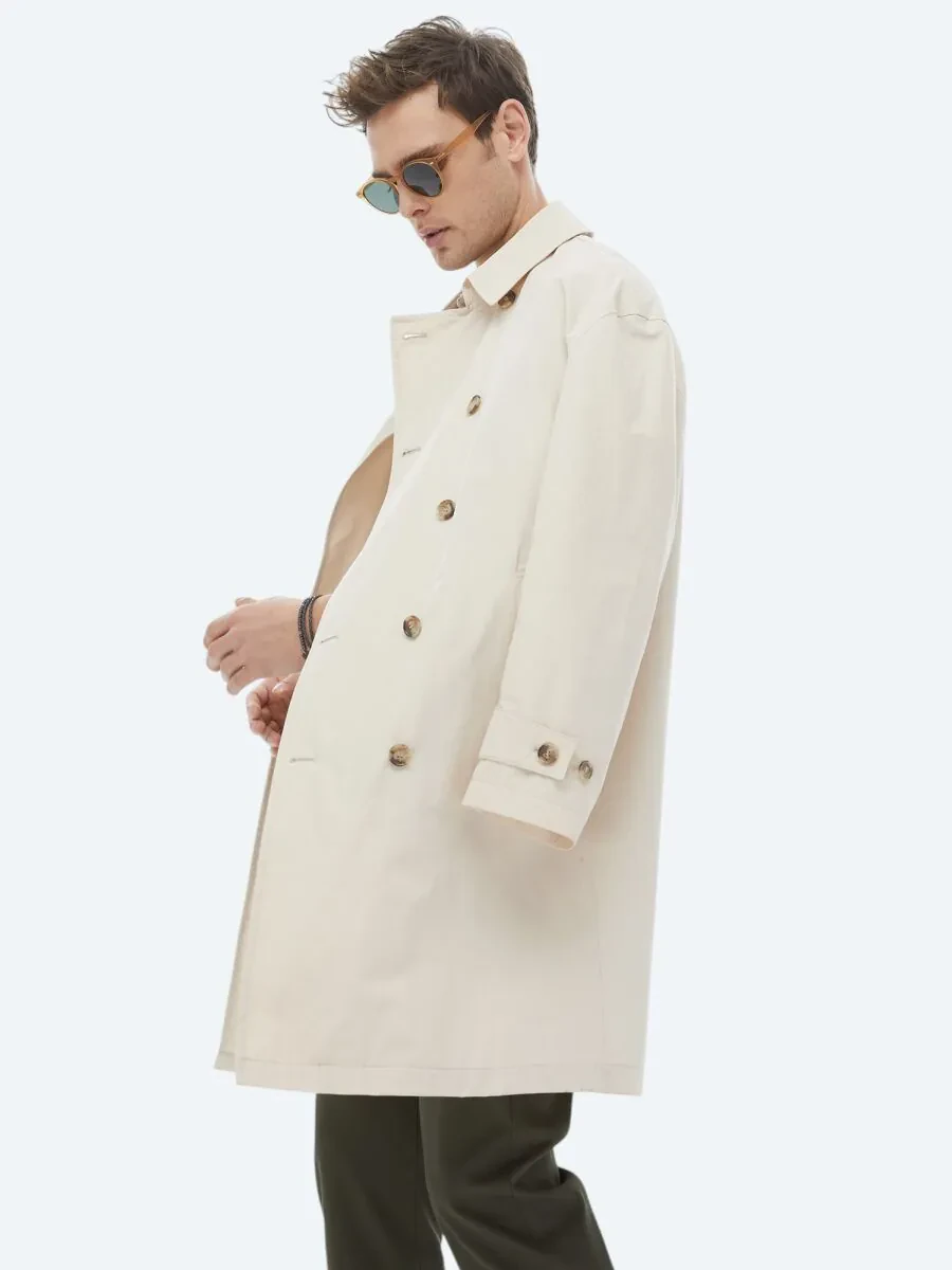 Light Beige Weaving Rain Coat - 3