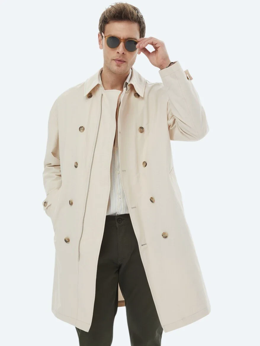 Light Beige Weaving Rain Coat - 5