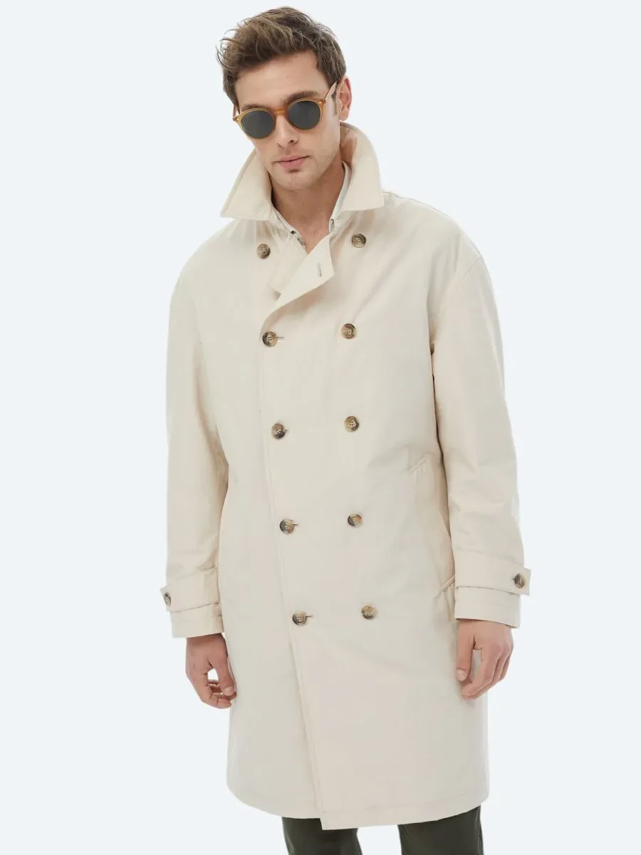Light Beige Weaving Rain Coat - 7