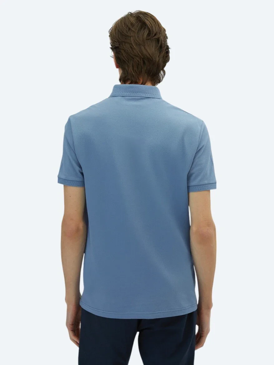 Light Blue Plain Polo Neck 100% Cotton T-Shirt 