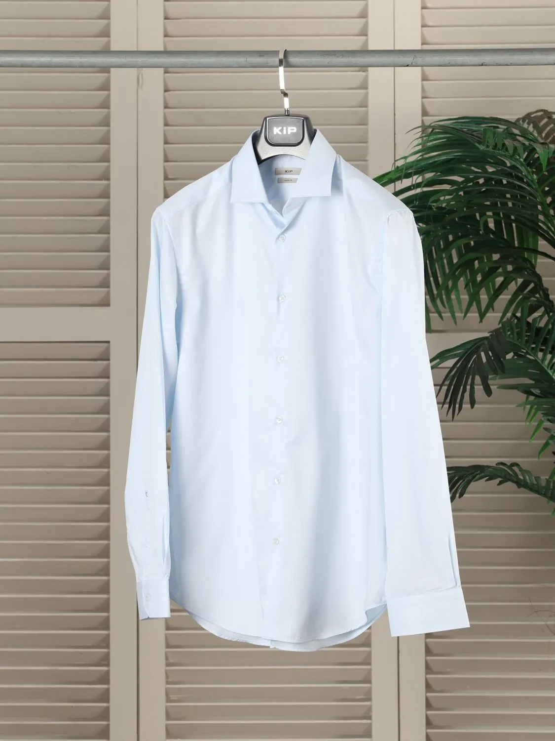Light Blue Plain Regular Fit Weaving Classical 100% Cotton Shirt - 1