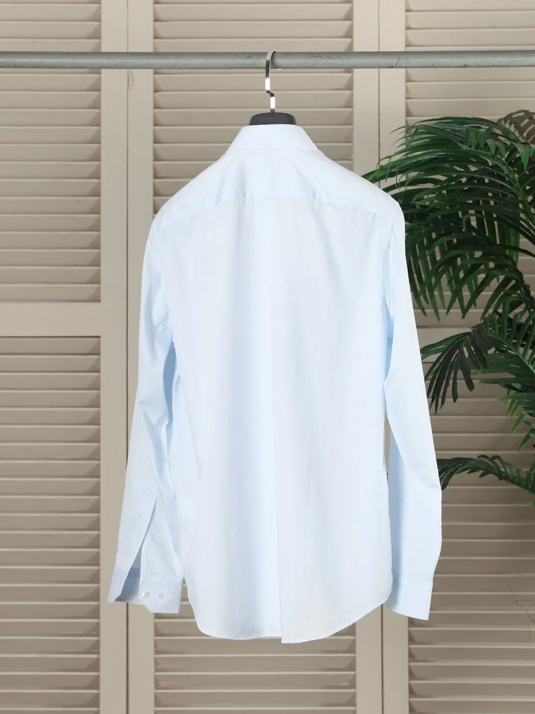 Light Blue Plain Regular Fit Weaving Classical 100% Cotton Shirt - 2