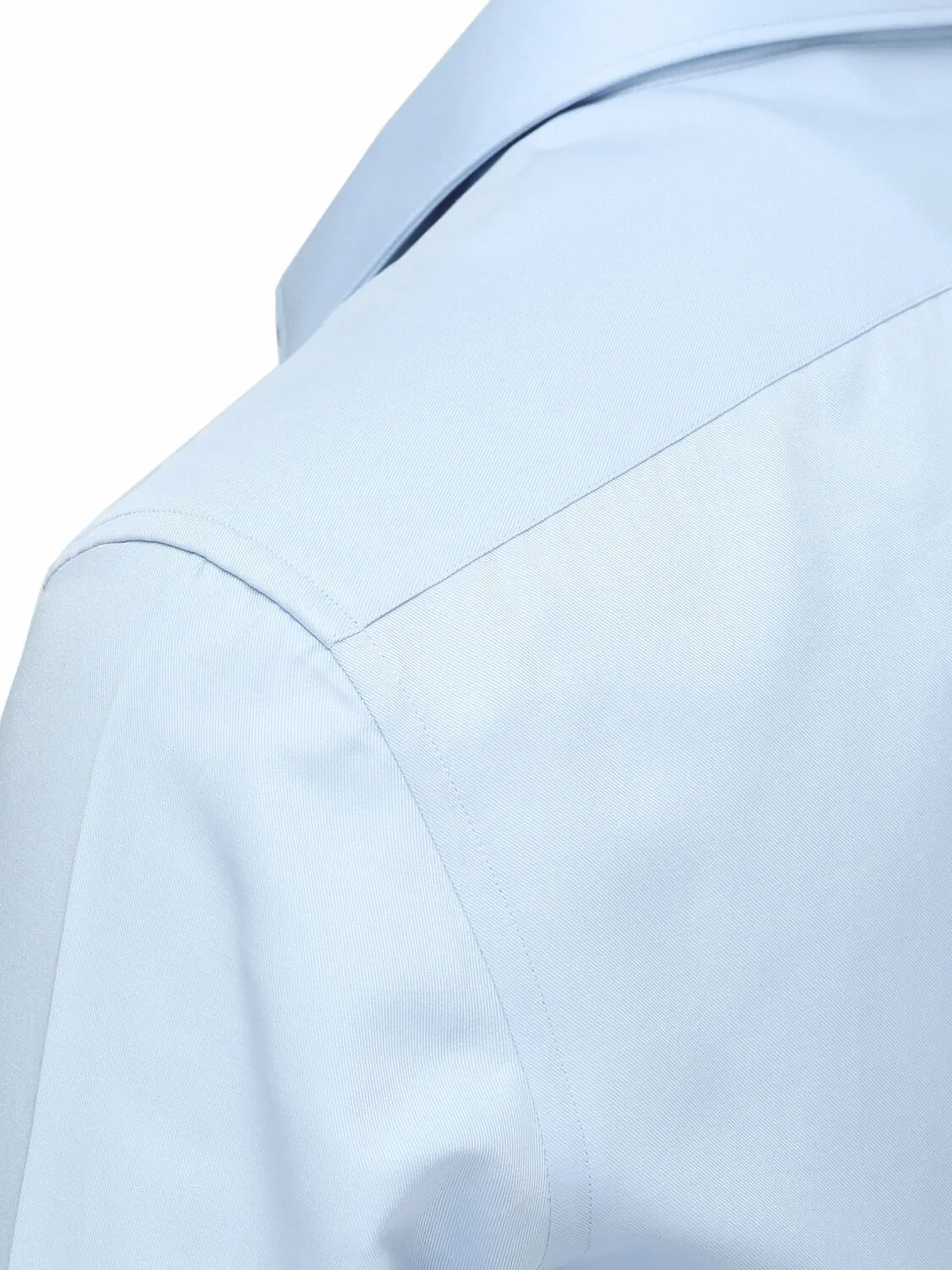 Light Blue Plain Regular Fit Weaving Classical Cotton Blended Shirt - 3