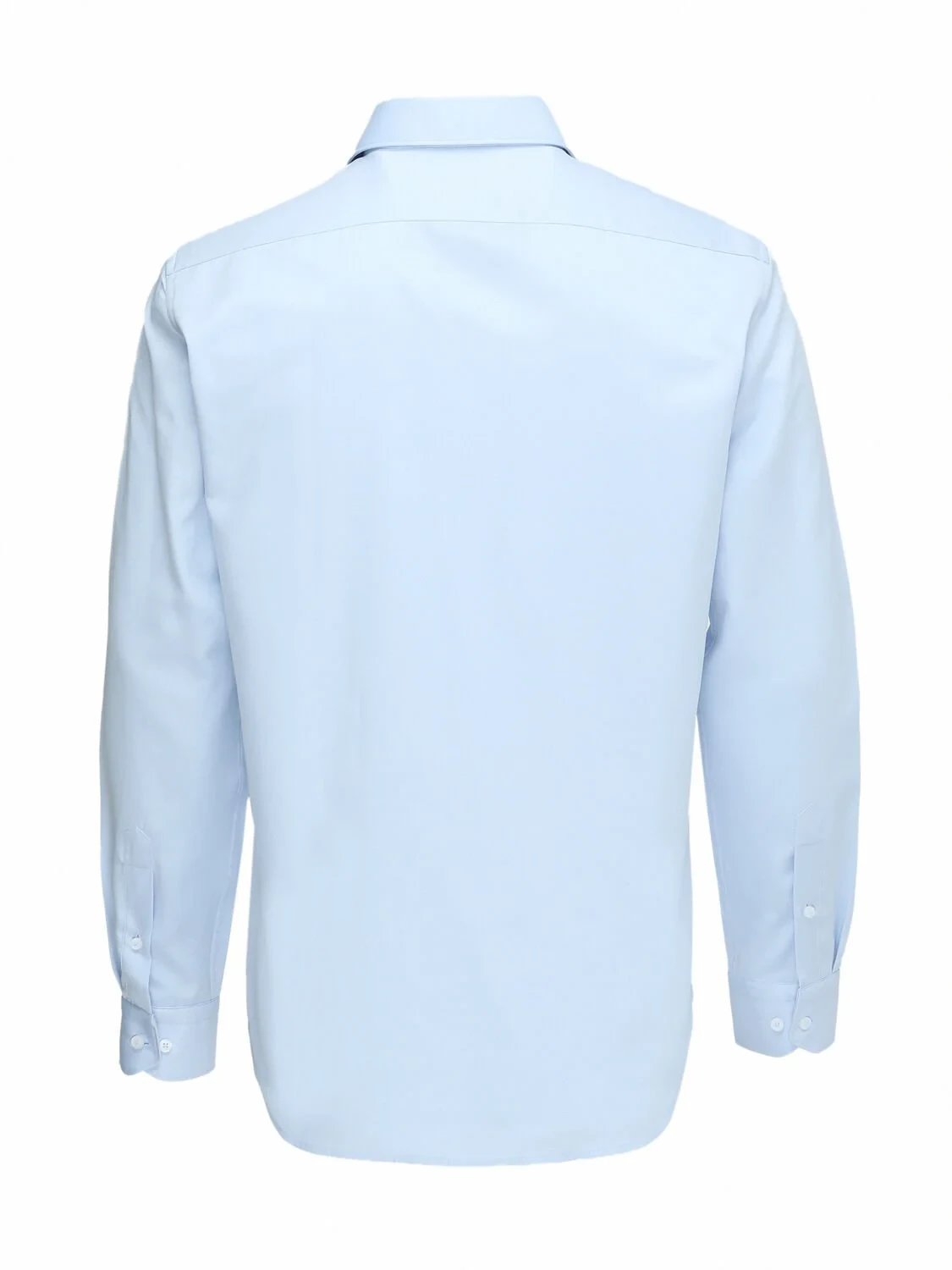 Light Blue Plain Regular Fit Weaving Classical Cotton Blended Shirt - 5