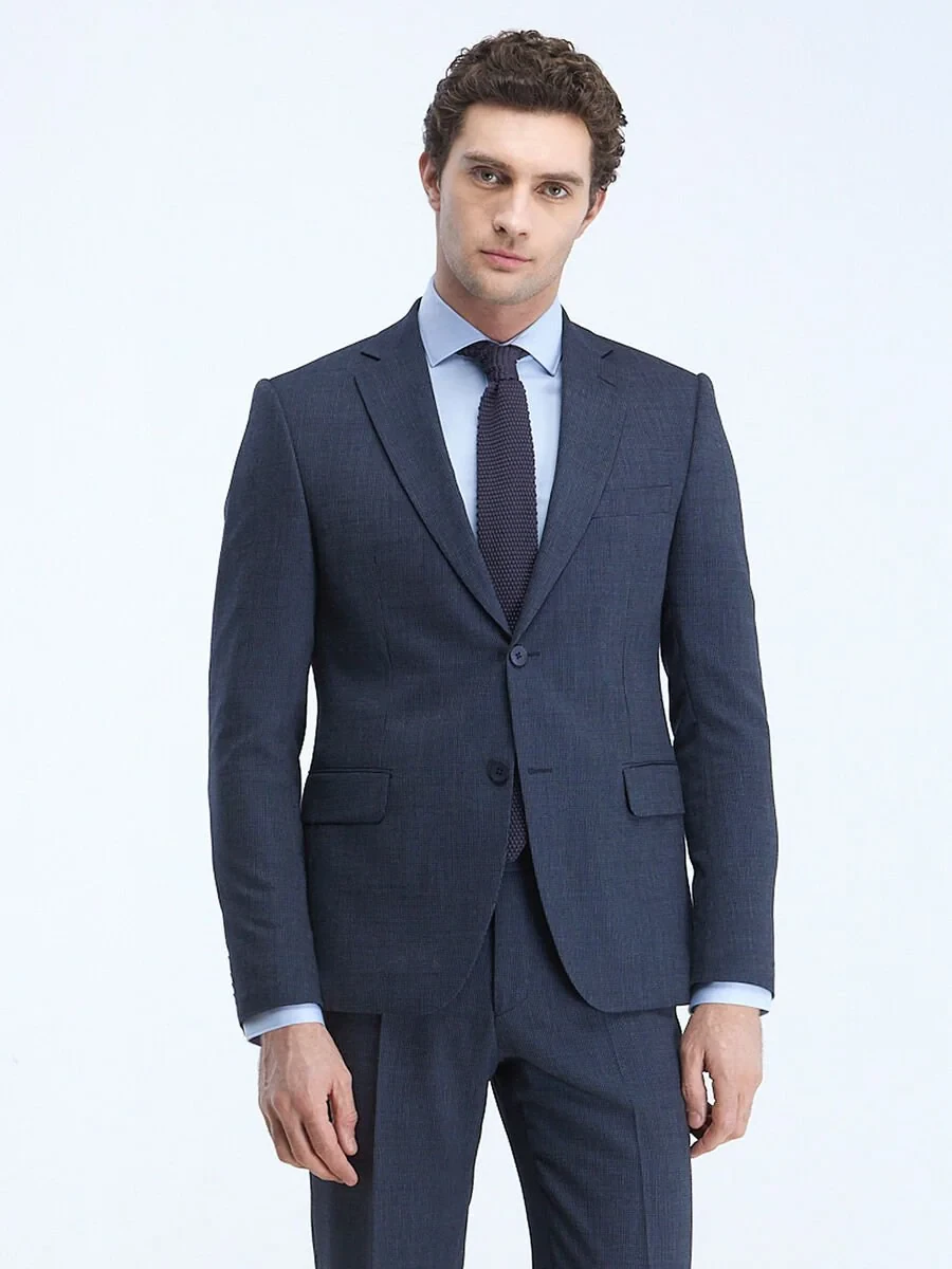 Light Blue Plain Regular Fit Weaving Classical Cotton Blended Shirt - 3