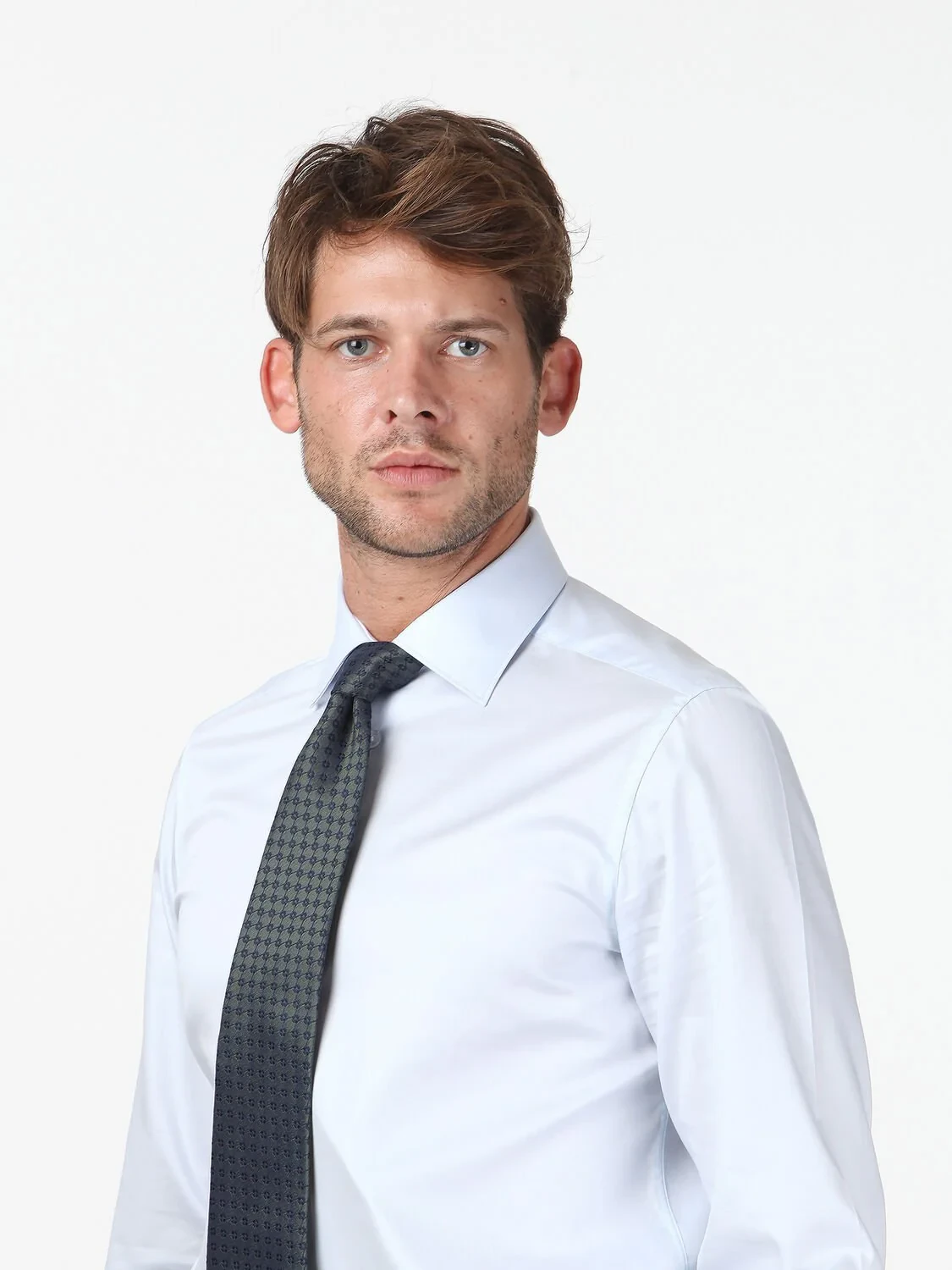 Light Blue Plain Slim Fit Weaving Classical 100% Cotton Shirt - 3