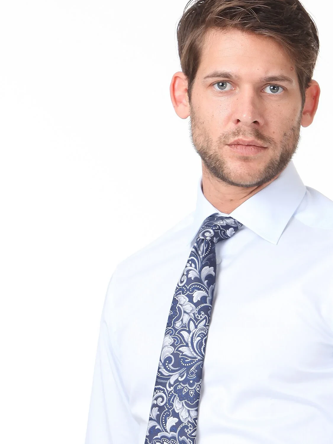 Light Blue Plain Slim Fit Weaving Classical 100% Cotton Shirt - 2