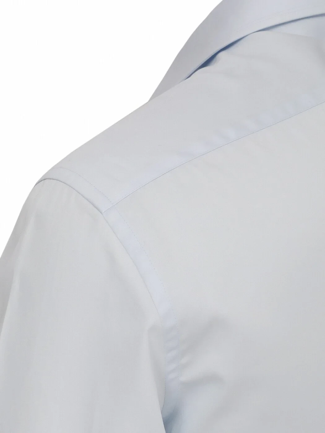 Light Blue Plain Slim Fit Weaving Classical 100% Cotton Shirt - 3