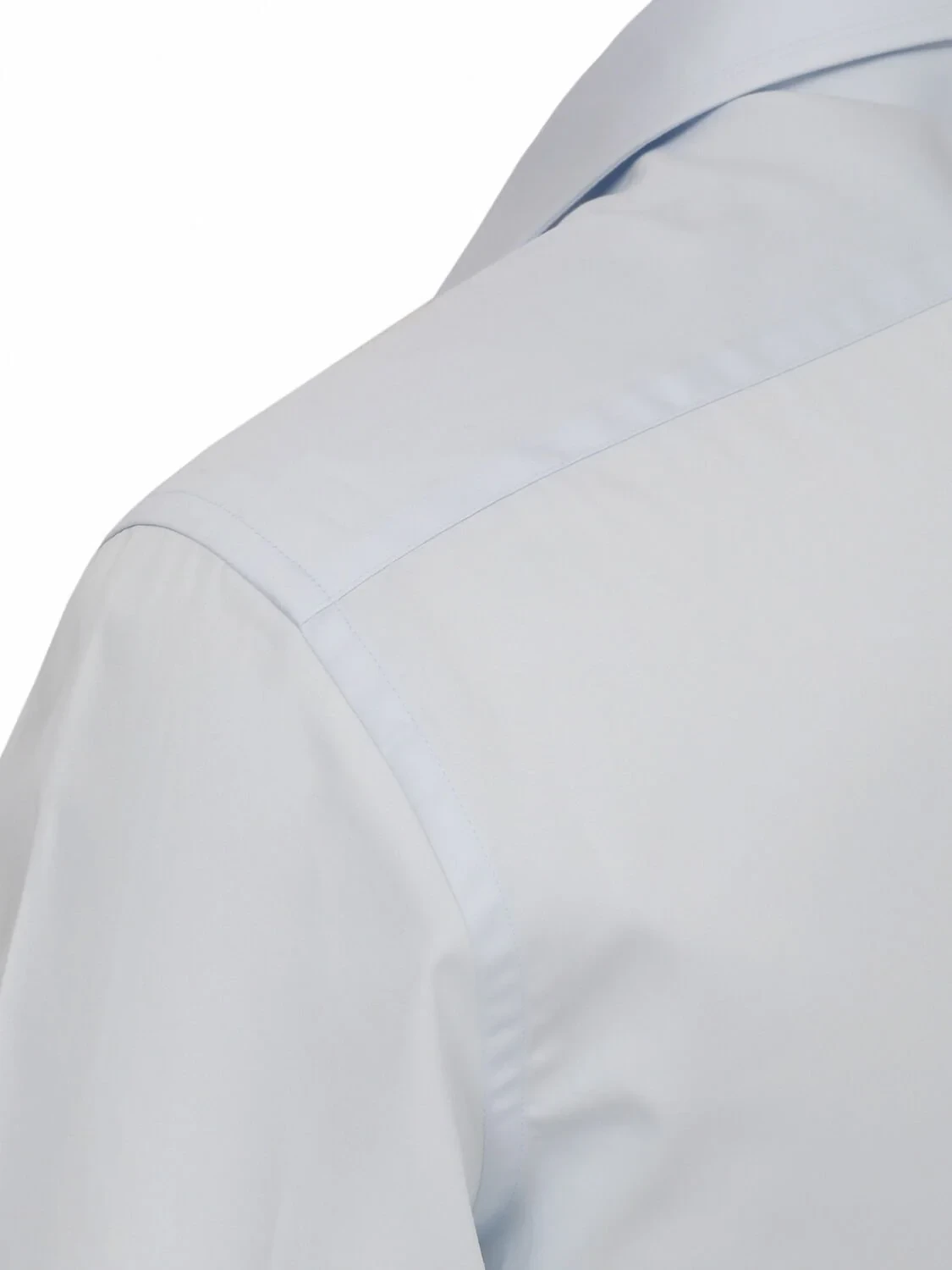 Light Blue Plain Slim Fit Weaving Classical 100% Cotton Shirt - 3