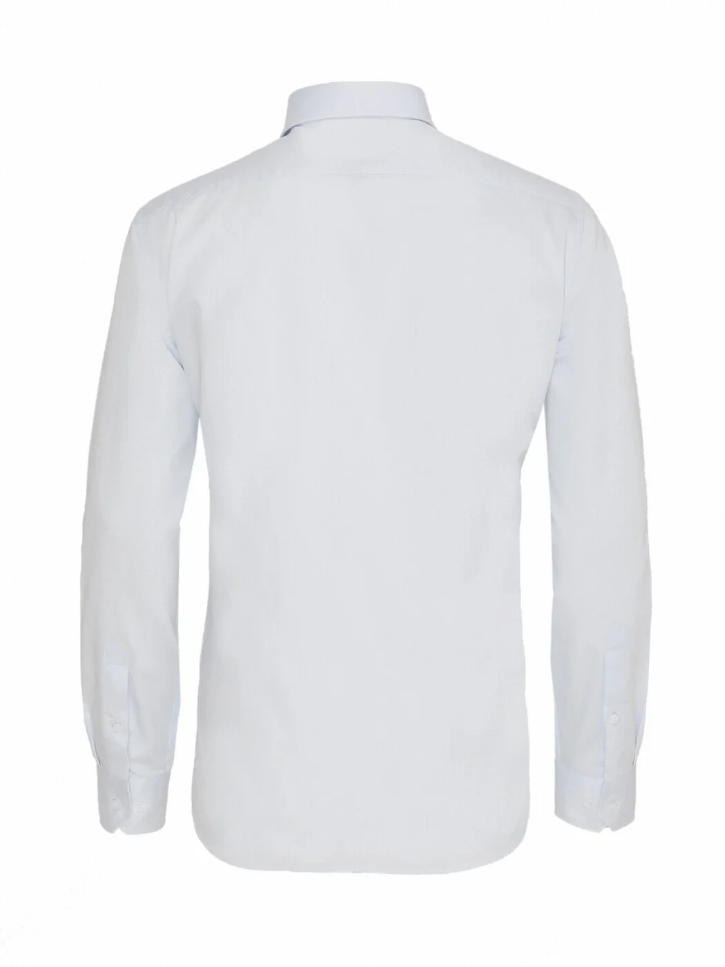 Light Blue Plain Slim Fit Weaving Classical 100% Cotton Shirt - 5