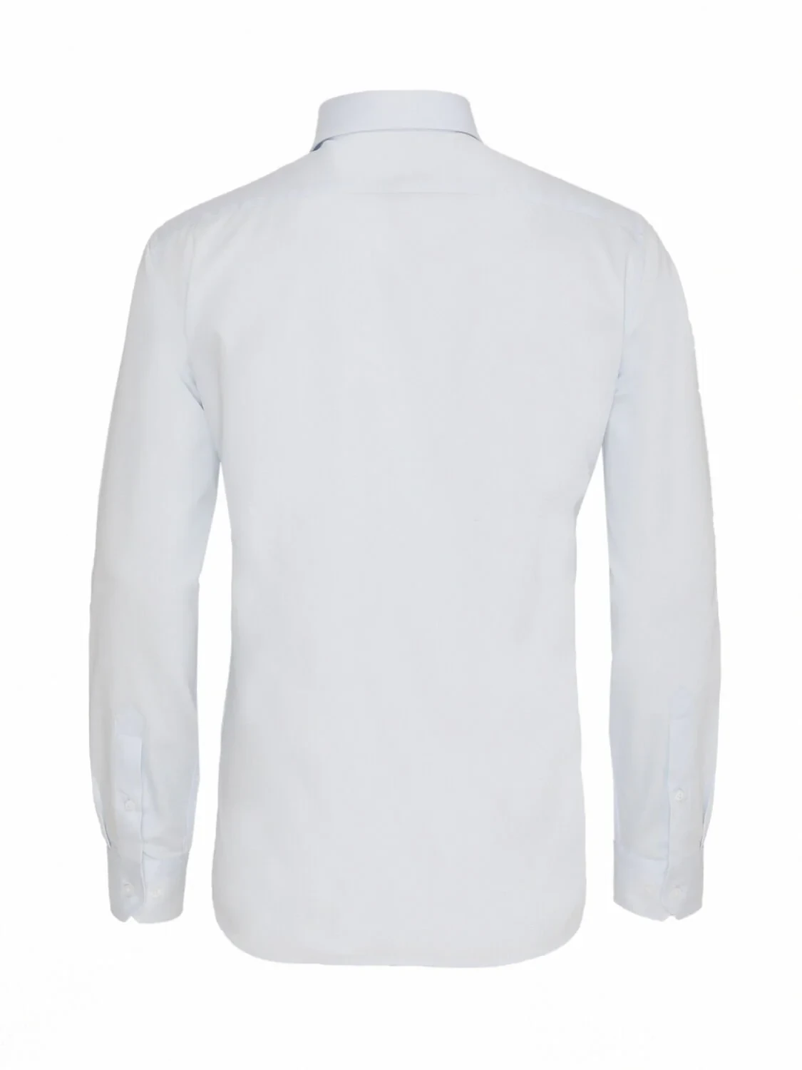 Light Blue Plain Slim Fit Weaving Classical 100% Cotton Shirt - 5