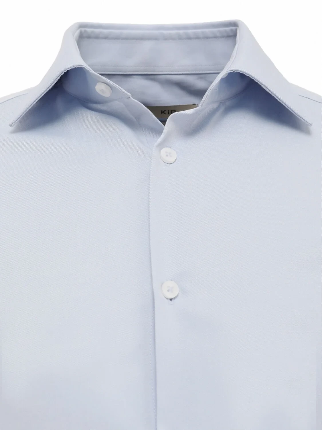 Light Blue Plain Slim Fit Weaving Classical Cotton Blended Shirt - 2