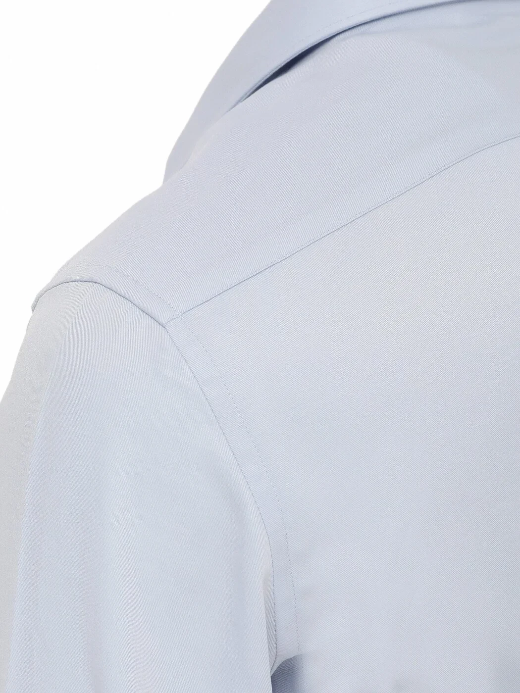 Light Blue Plain Slim Fit Weaving Classical Cotton Blended Shirt - 3