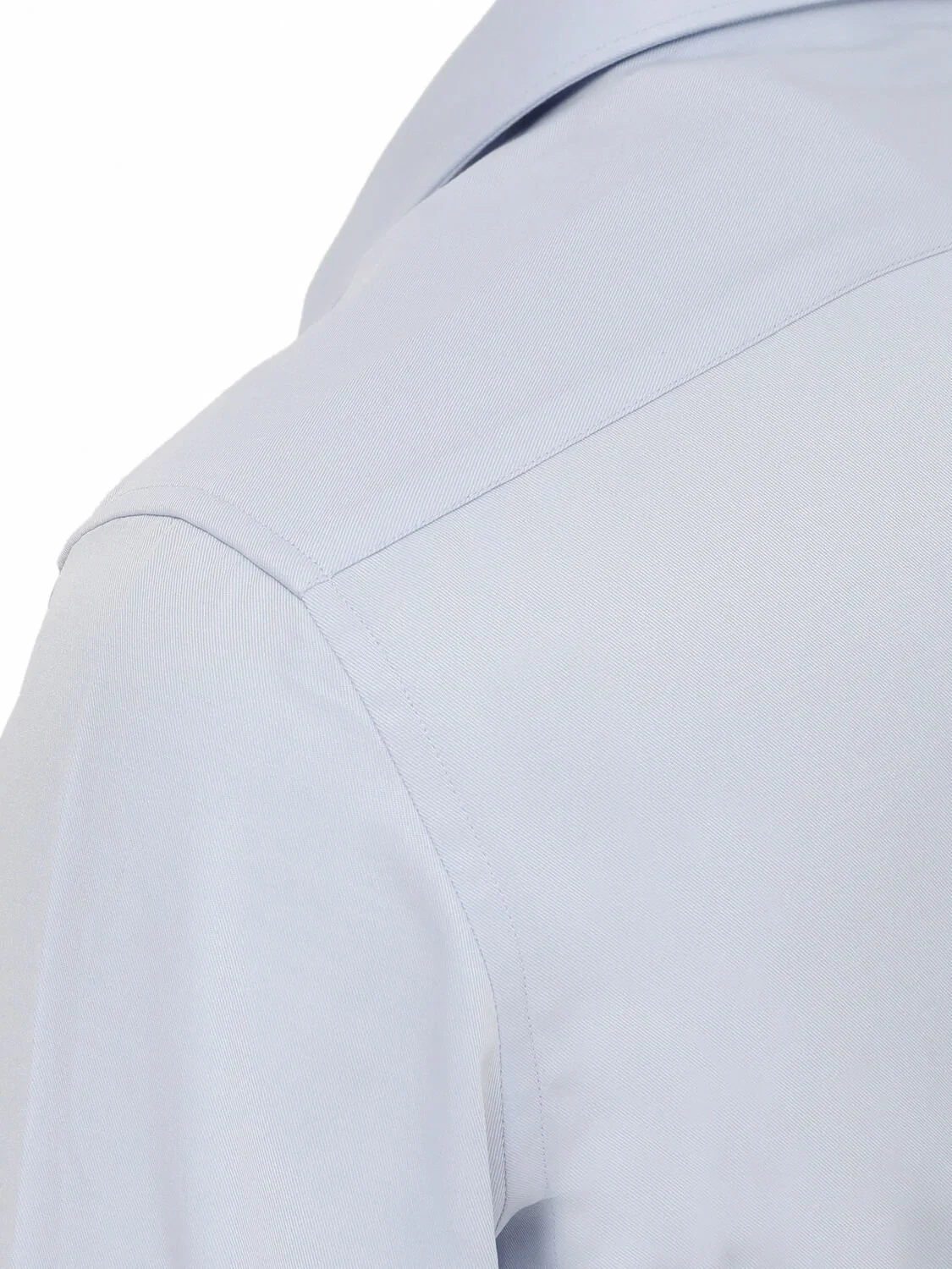 Light Blue Plain Slim Fit Weaving Classical Cotton Blended Shirt - 3