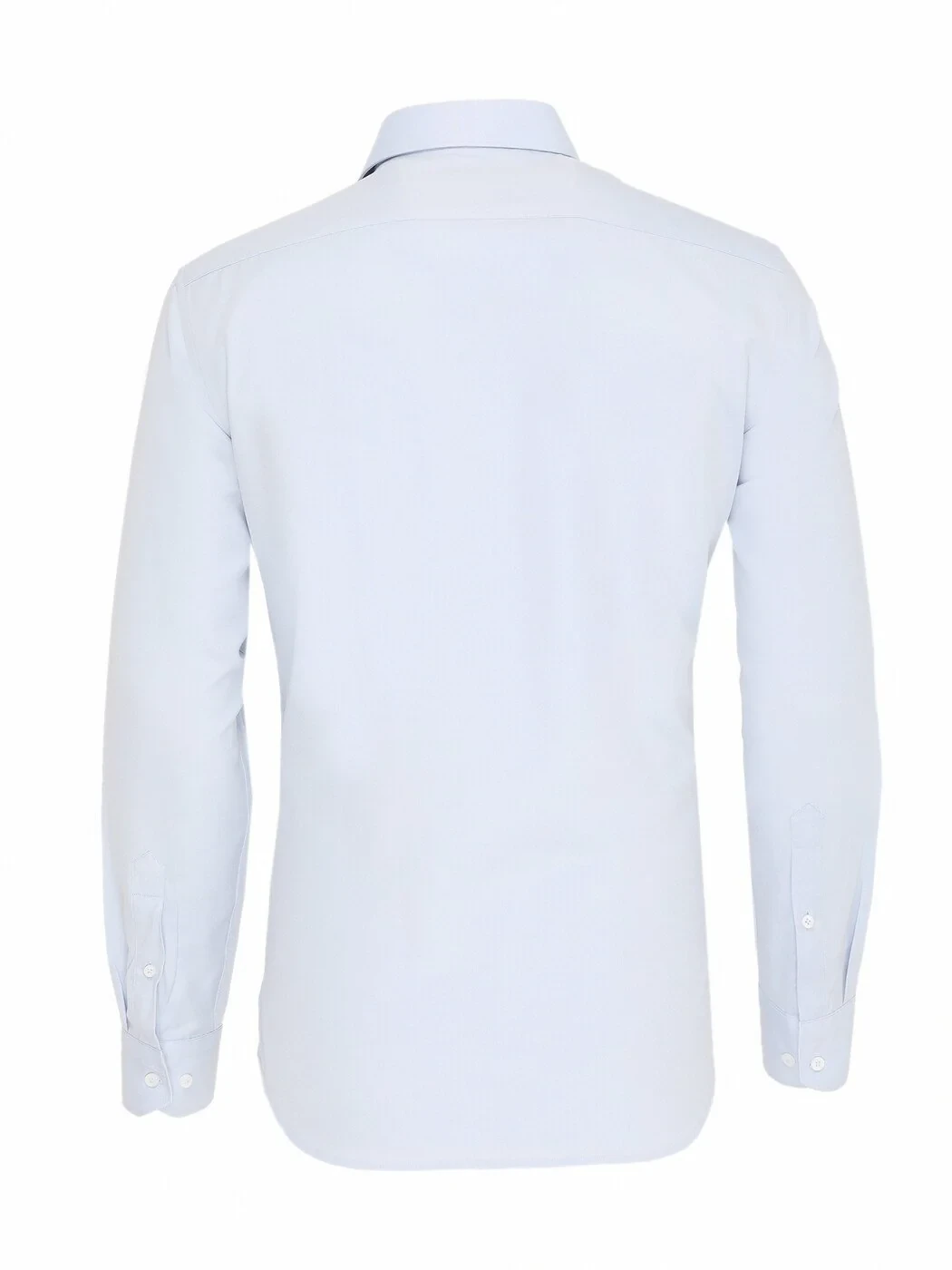 Light Blue Plain Slim Fit Weaving Classical Cotton Blended Shirt - 5