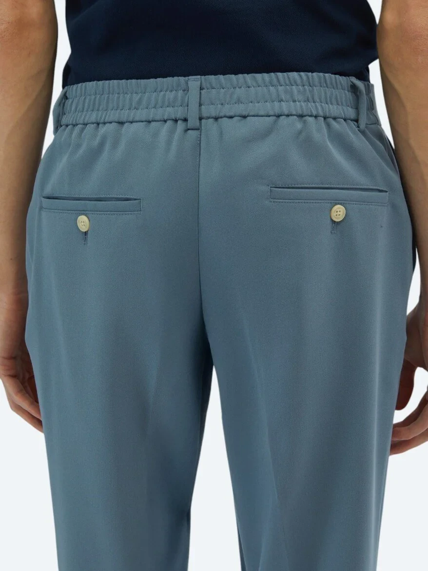 Light Blue Weaving Jogging Fit Casual Trousers 