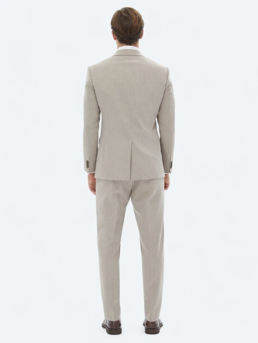 Light Brown Micro Modern Fit Recycled Suit - 6