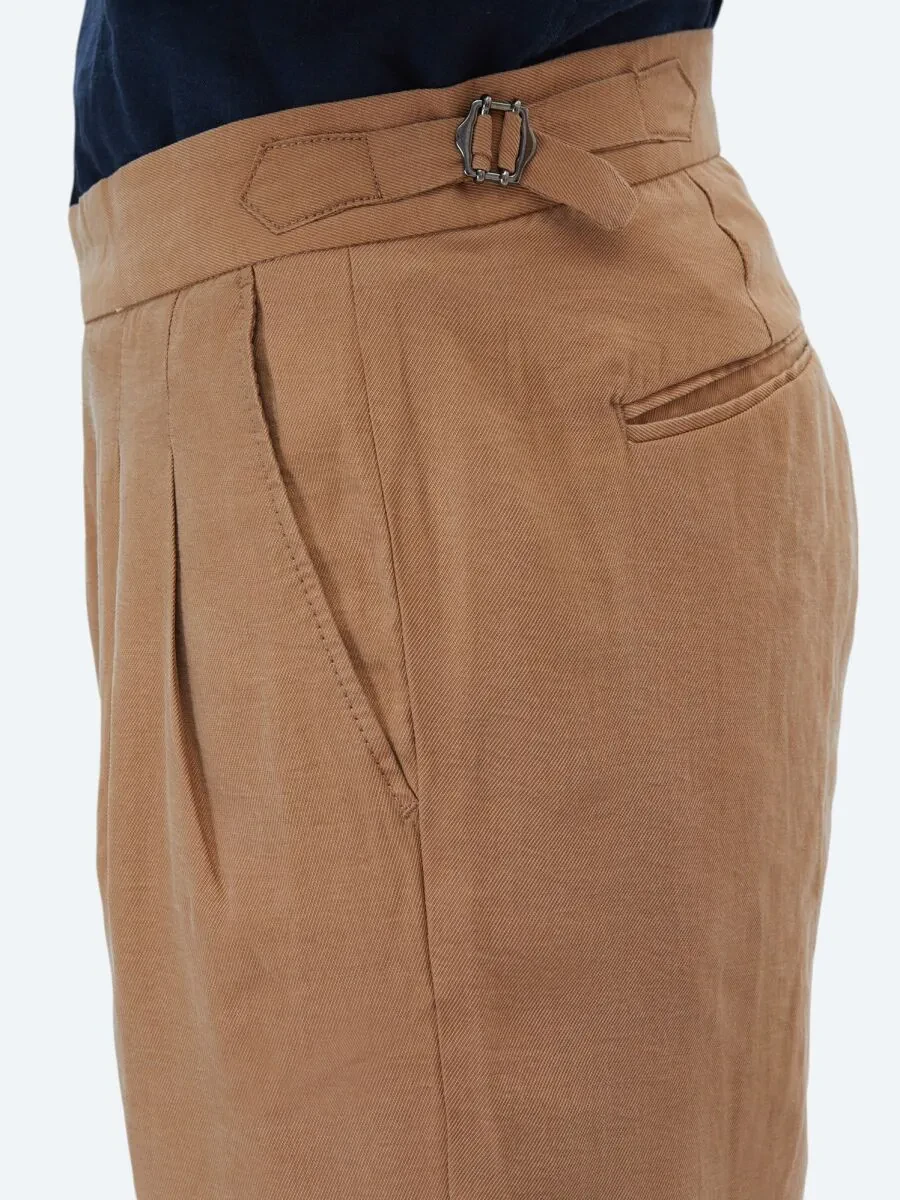 Light Brown Weaving Carrot Fit Casual Trousers - 4