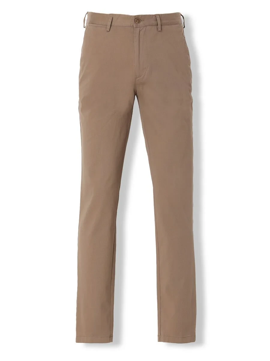 Light Brown Weaving Regular Fit Casual Cotton Blended Trousers - 6