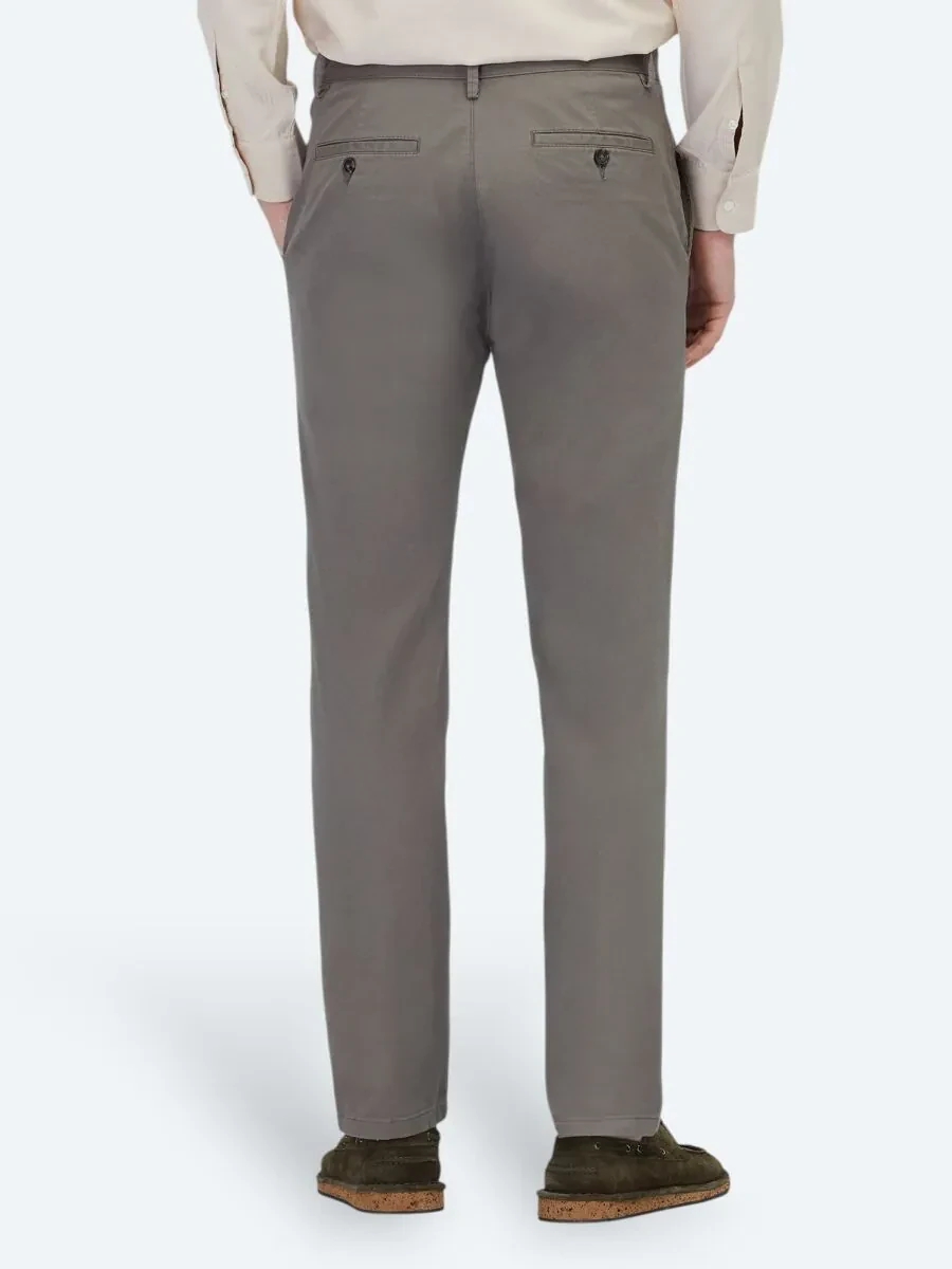Light Brown Weaving Regular Fit Casual Cotton Blended Trousers - 4