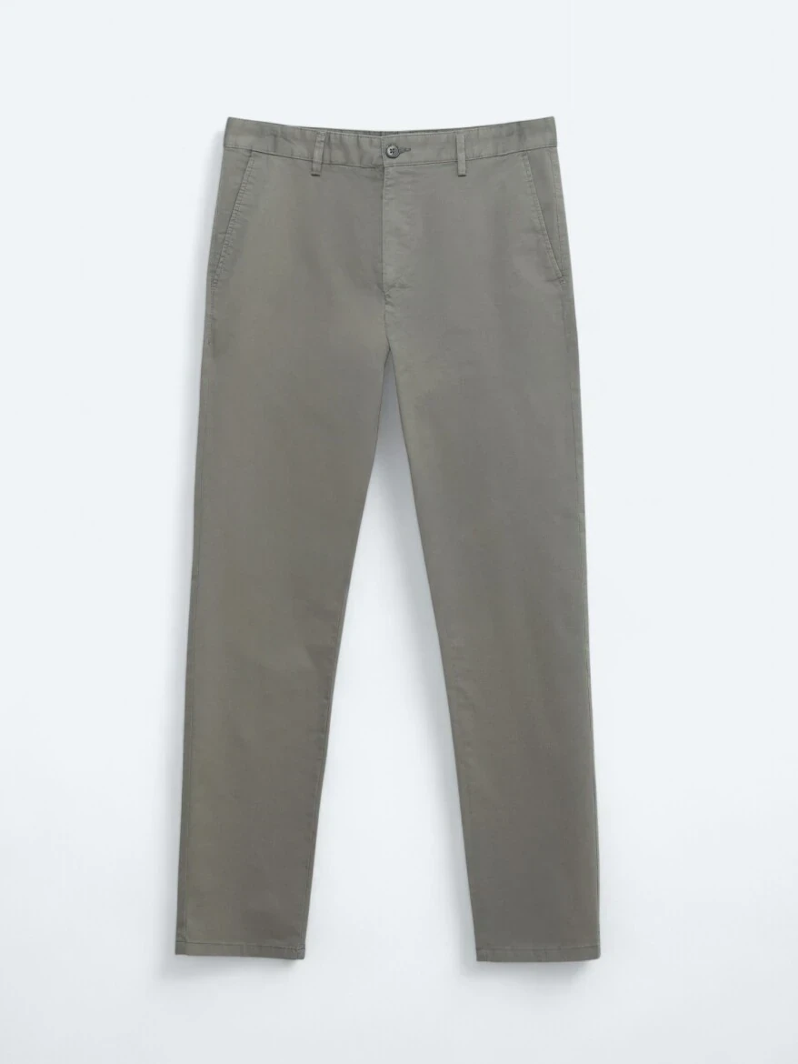 Light Brown Weaving Regular Fit Casual Cotton Blended Trousers - 5