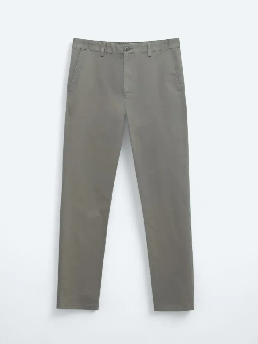 Light Brown Weaving Regular Fit Casual Cotton Blended Trousers - 5