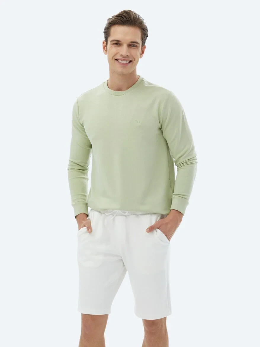 Light Green Crew Neck Printed Sweatshirt 