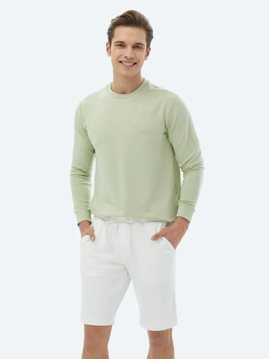 Light Green Crew Neck Printed Sweatshirt - 4
