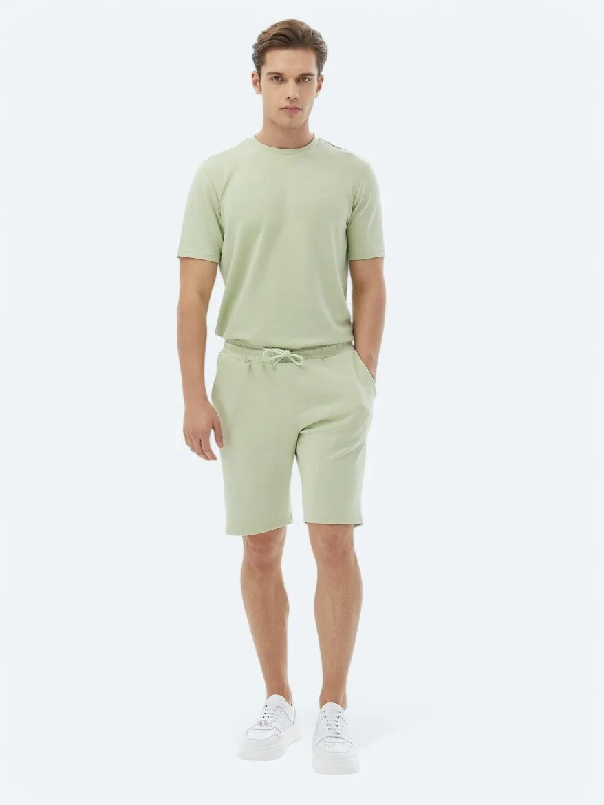 Light Green Knitting Jogging Fit Casual Bermuda - 1