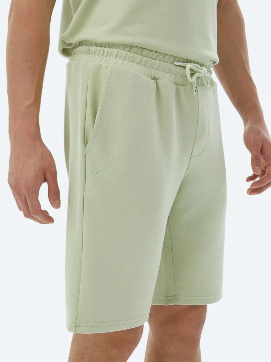 Light Green Knitting Jogging Fit Casual Bermuda 